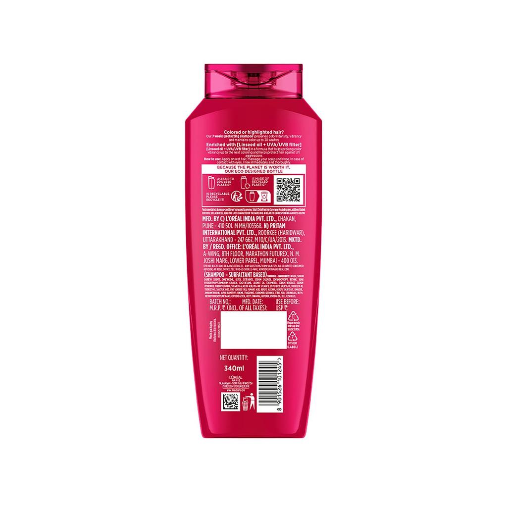 L'Oréal Paris Shampoo, Vibrant & Revived Color, For Color-treated Hair, Protects from UVA & UVB, Color Protect, 340ml