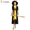 Orange And Unique Black Witch Cosplay Outfit Perfect For Halloween And Cosplay Events