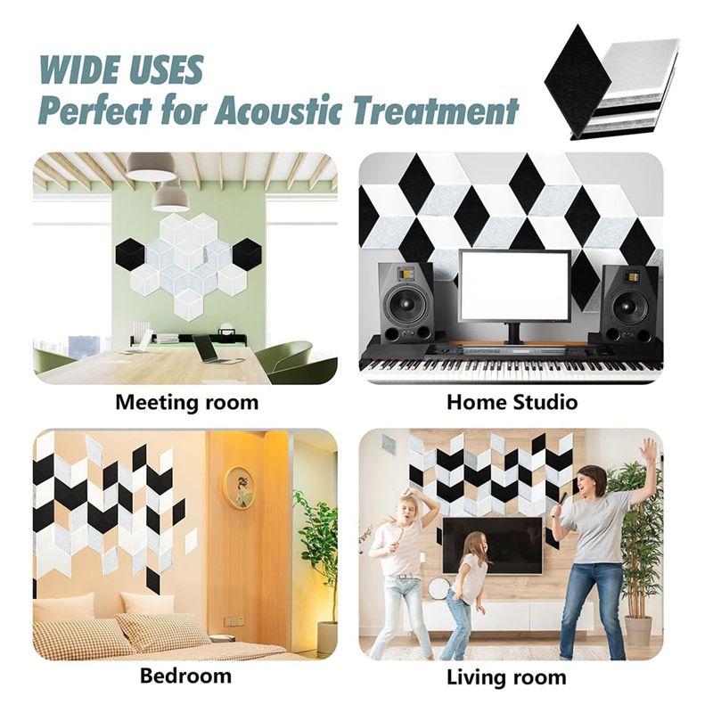 A20F-24 Pack Self Adhesive Sound Proof Wall Panels,Sound Acoustic Foam Panels,Sound Absorbing Panels Wall Decor,Home,Studio