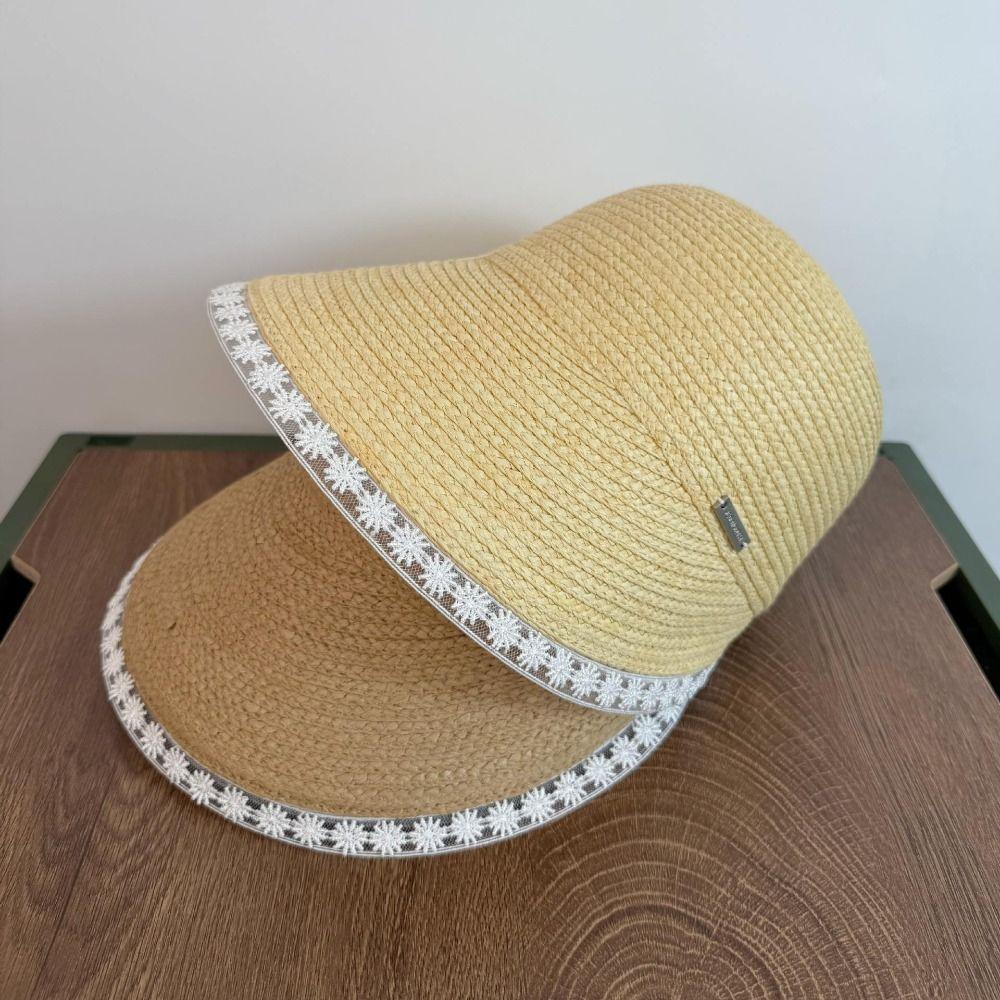 Weave Lace Straw Hat UV Protection Sunscreen Hat Elegant Outdoor Visor Cap  Travel