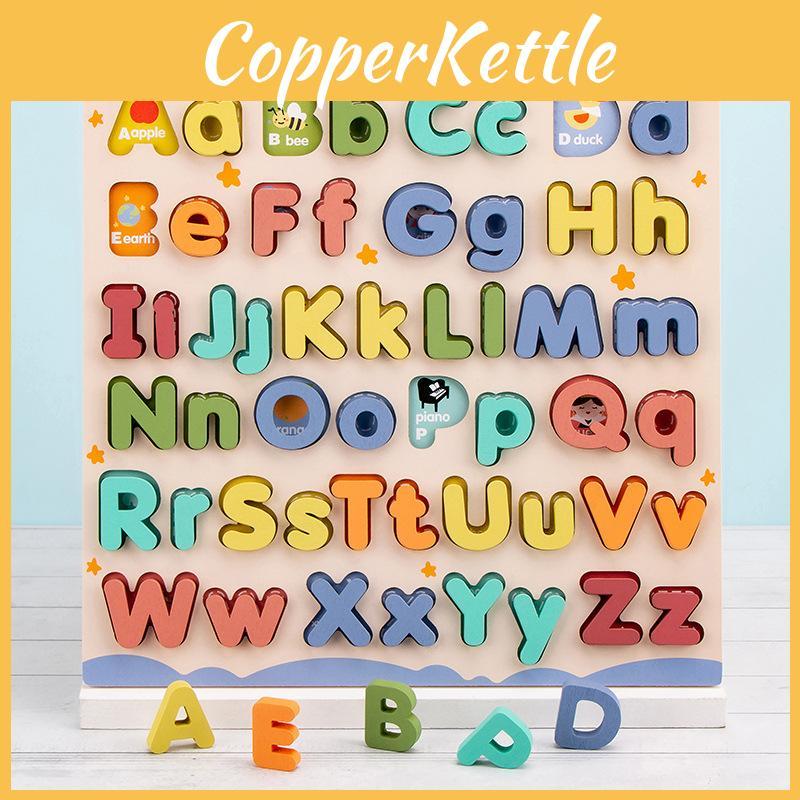 Board Wooden Alphabet Building Block Puzzle Toy For Kid English Cognition