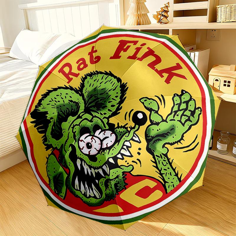 Retro Fink rat Art Umbrella 8-Frame for Travel, camping, Casual Lightweight Portable Umbrella, Essential for every family Holidays Gift