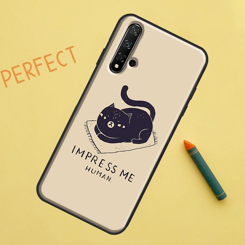 Black Cat Face Kitty For Huawei Nova 12s 11i 7i 8i 12i Y73 Y70 Y90 Y60 Y72 Y61 Y91 9 10 SE P40 Lite P30 Pro Case
