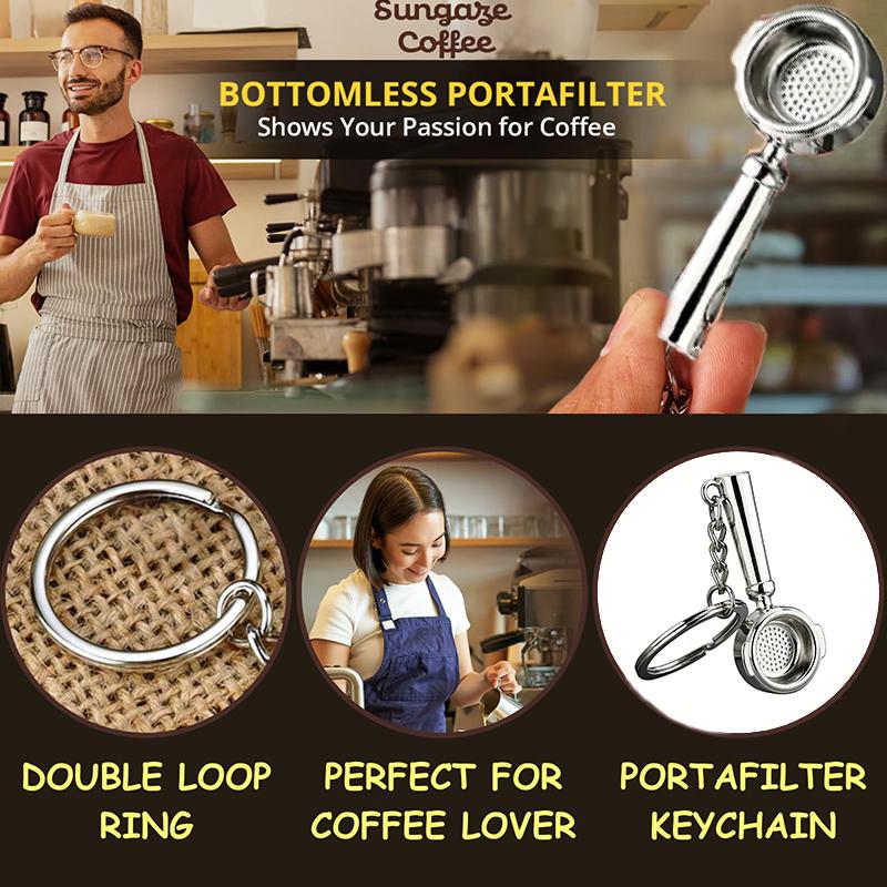 1PC Alloy Simulation Keyring Decoration Coffee Portafilter Pendant Gift Keychain Car Fashion Crafts Coffee Bag