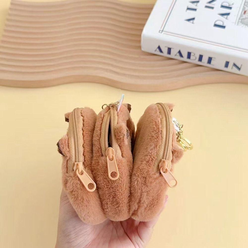 PP Cotton Capybara Zero Wallet Creative Transparent Badge Bag Gift Plush Doll Pendant  Kids