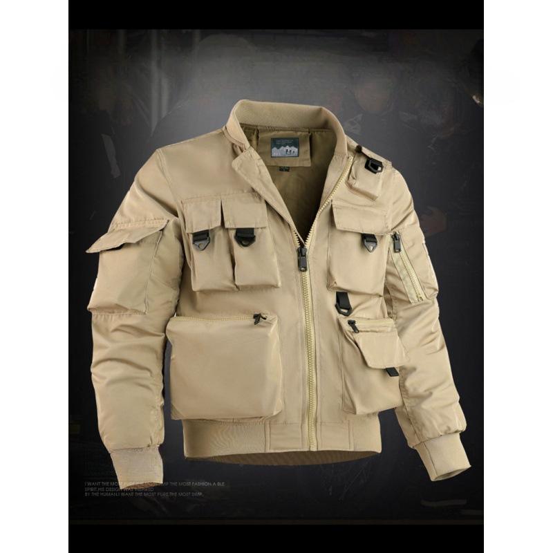 Куртка-бомбер, мужской бейсбольный костюм, функциональная многокарманная куртка, инструментальная куртка Tri-proof M хаки