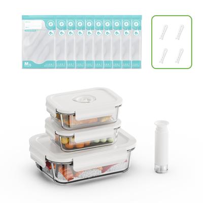 Vacuum Packing 14 Piece Set Vacuum 3 Vacuum Glass Storage Containers 10 Vacuum 4 Sealing Sliders Bento Home Food Vacuum Cooking Vacuum FDA Certified