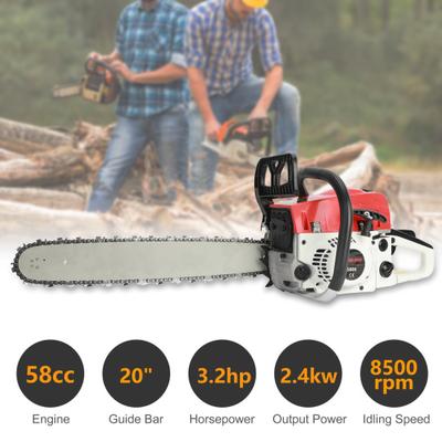 Large Chain Saw 1 Set Gas High Power Multifunction 58 Wood Chainsaw Cubic Centimeter Rust Resistant for Cutting