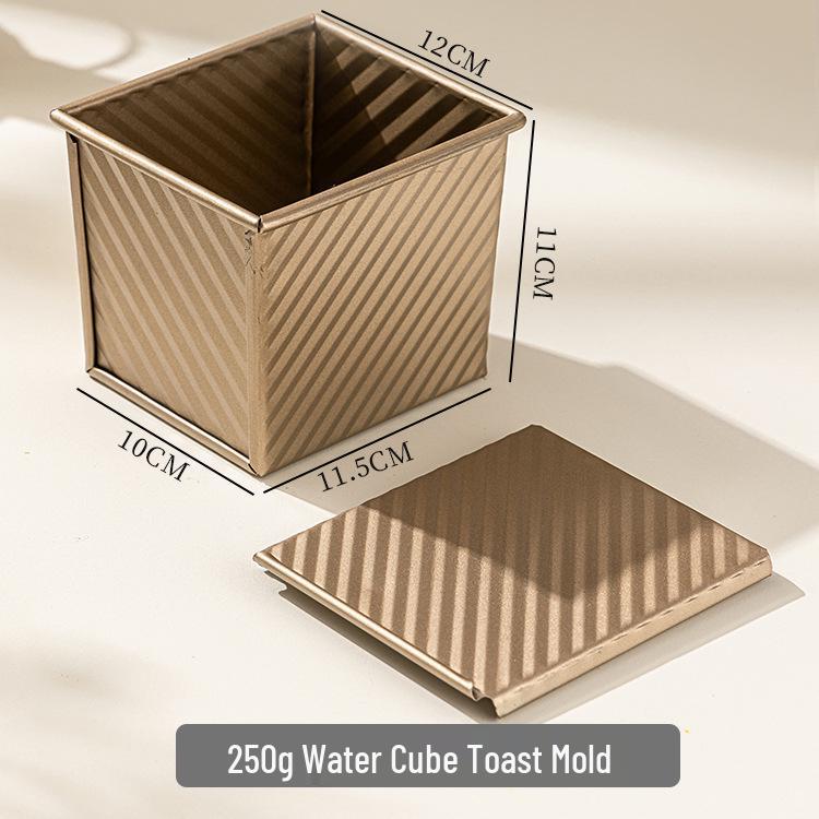 Golden Non-Stick Corrugated Toast Box with Lid - 450g Bread Baking Mold for Oven Use