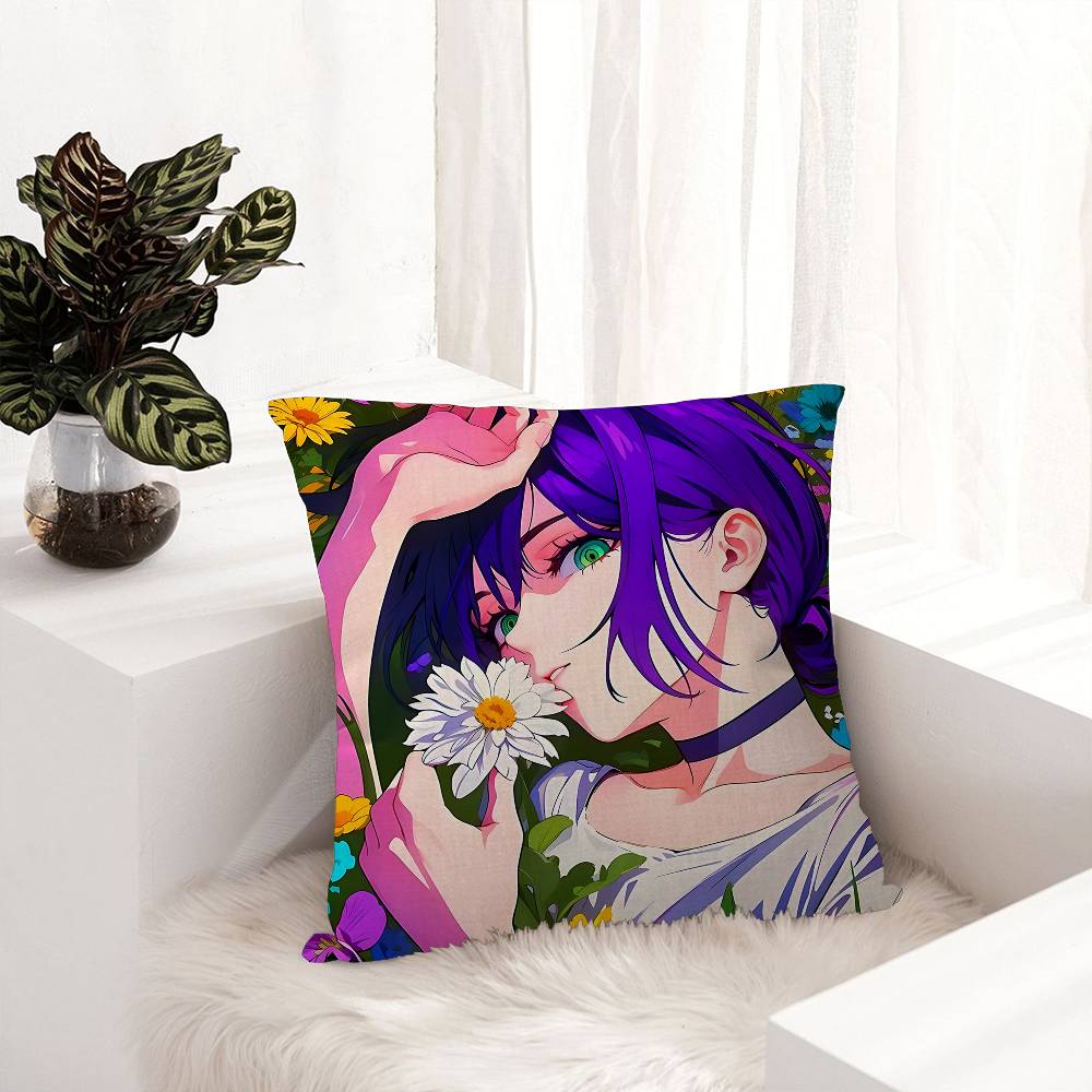 Anime Chainsaw Man Reze Arc Cushion Cover Car Throw Pillow Case For Sofa Car Christmas Gift 40x40cm 45x45cm
