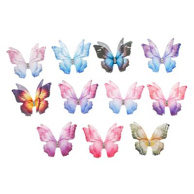 2 STÜCKE Neue Reizende Mehrfarbige Doppellagige Netz Schmetterling Mädchen Haarnadeln Kinder Kopfschmuck Haarspange Haarclips Haarschmuck
