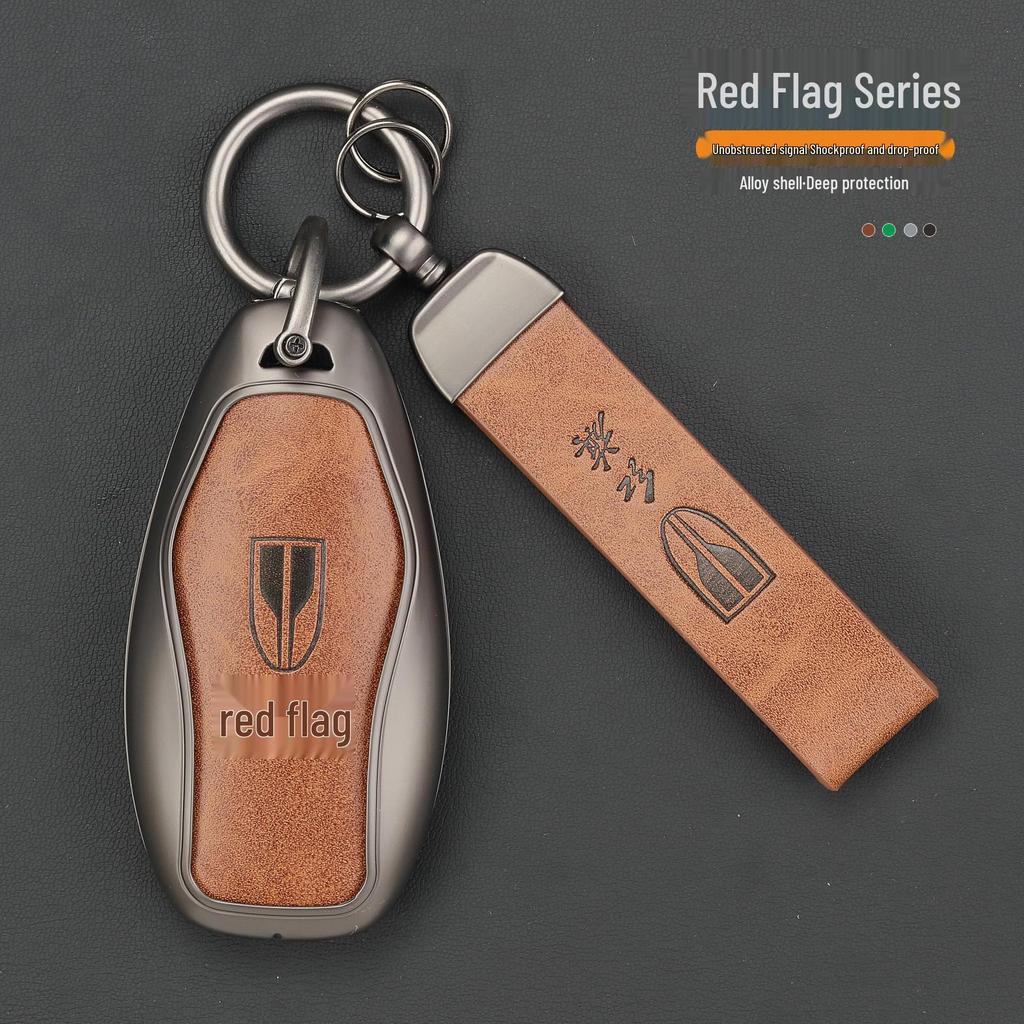 Leather Key Case for Hongqi HS5/H7/H5/HS7 - Alloy Protective Shell
