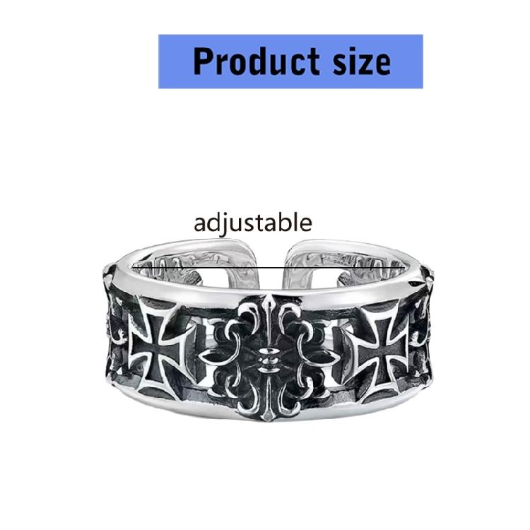 Men's Retro Crosses Rings Punk Hip Hop Jewelry Adjustable Gothic Accessory for Independent Fashion Styles