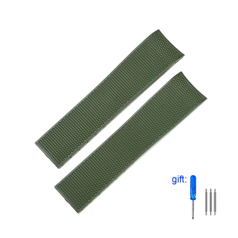 Curved End Rubber Watchband for Longines Conquest HydroConquest L3.781 642 742 782 Sports Diving Silicone Blue Watch Strap 21mm