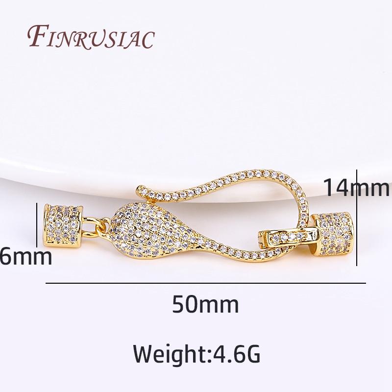 

14X50MM 18K Real Gold Plated Luxury Cubic Zirconia Fastener Clasp Connectors For Pearl Necklace DIY Jewellery Making Supplies 1 Piece
