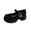Black retro small leather shoes women's versatile new round head sweet cool Mary Jane platform single shoes
