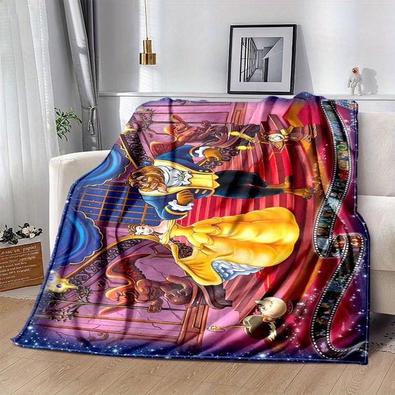 1pc Disney Beauty and the Beast Blanket, Home Decor, Office Napkin, Outdoor Picnic Rug, Gift for Kids & Adults (79x55 Inches)