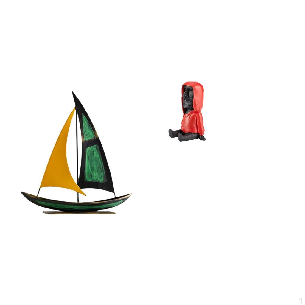 Iron Sailboat Sculpture Tabletop Ornament Feng Shui Decor Collection Decorative Figurine Easter