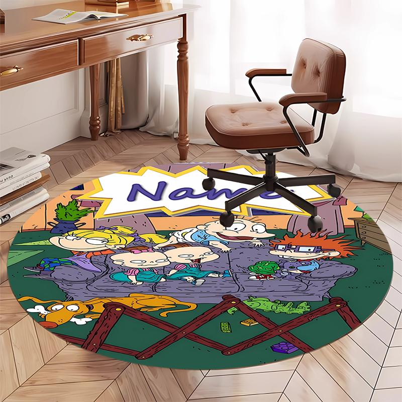 Custom Name Rugrats Printed Round Rug Carpet Chair Rug Area Rug Entryway Doormats,for Office Chair Living Room Bedroom Kitchen Room.