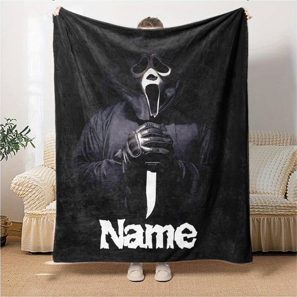 Custom Name Grim Reaper Humor Party Blanket For Couch Bed Plush Cozy Fuzzy Blanket Super Soft Warm Blankets For Fall And Winter 0916130