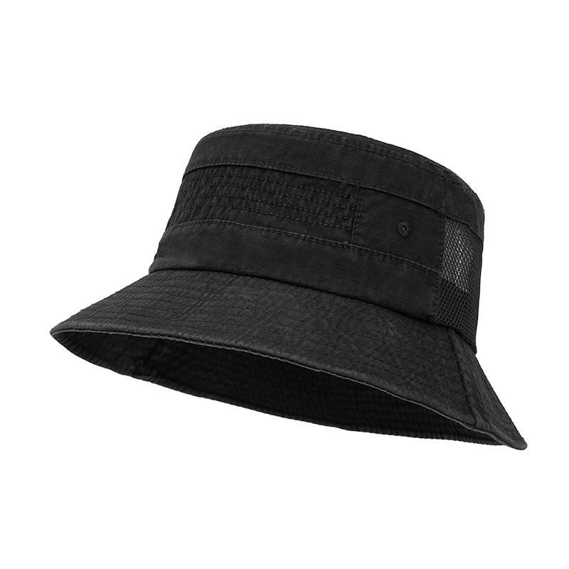 Рыбацкая шляпа мужская летняя сетчатая дышащая шляпа-ведро ретро уличная солнцезащитная шляпа чёрный