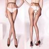 1D Oil Shiny One Line Open / Close Crotch Tights Women Sexy Ultra Thin Transparent Nylon Pantyhose  Pole Dance Clubwear
