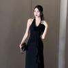 Elegant Red Halter Neck Backless Summer Dress for Women