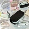 Simplicity Solid Color Pen Bag Zipper Design Large Capacity Pencil Case Portable Stationery Organizer Office Back To School