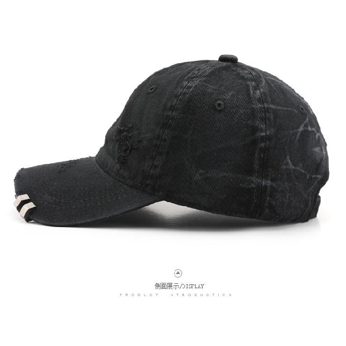 Women's solid-color, plain, washed, distressed, and ripped baseball cap, suitable for outdoor activities, providing sun protection and shade