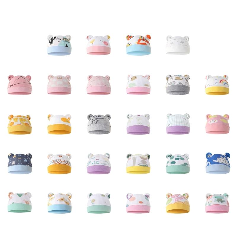 Neugeborenen Mützen Bärenohren Baby Krankenhausmützen Geschlechtsneutral Säugling Weiche Turbanmützen Atmungsaktive Baby Frühling Kopfbedeckung