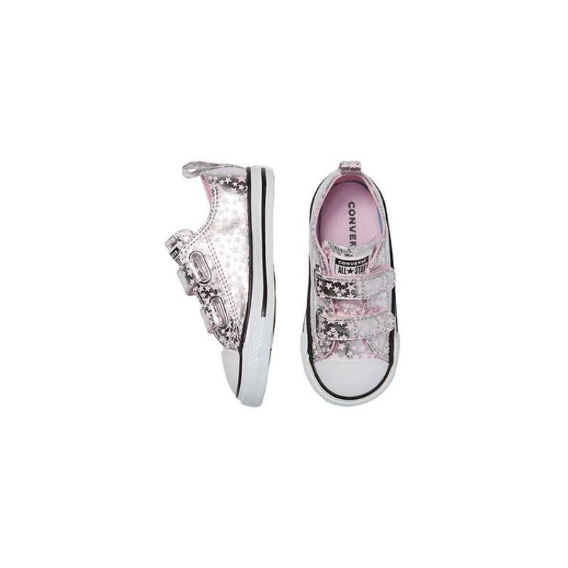 Converse Chuck Taylor All Star Low Top Toddler Walking Shoes Silver Pink 769706C