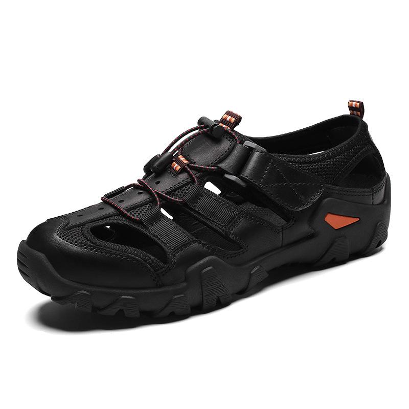 Men s Plus Size Cowhide Closed-Toe Outdoor Beach Sandals 43