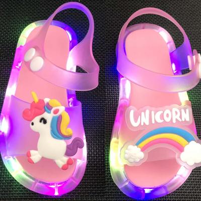 Zapatillas de niña con unicornio y luces LED para niños, sandalias para bebés, zapatos para niñas y niños, zapatos con luces para niños pequeños