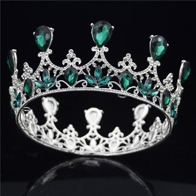 Fashion Crystal Wedding Crown Vintage Royal Queen Tiaras and Crowns Pageant Prom Hair Jewelry Bridal Diadem Head Ornament