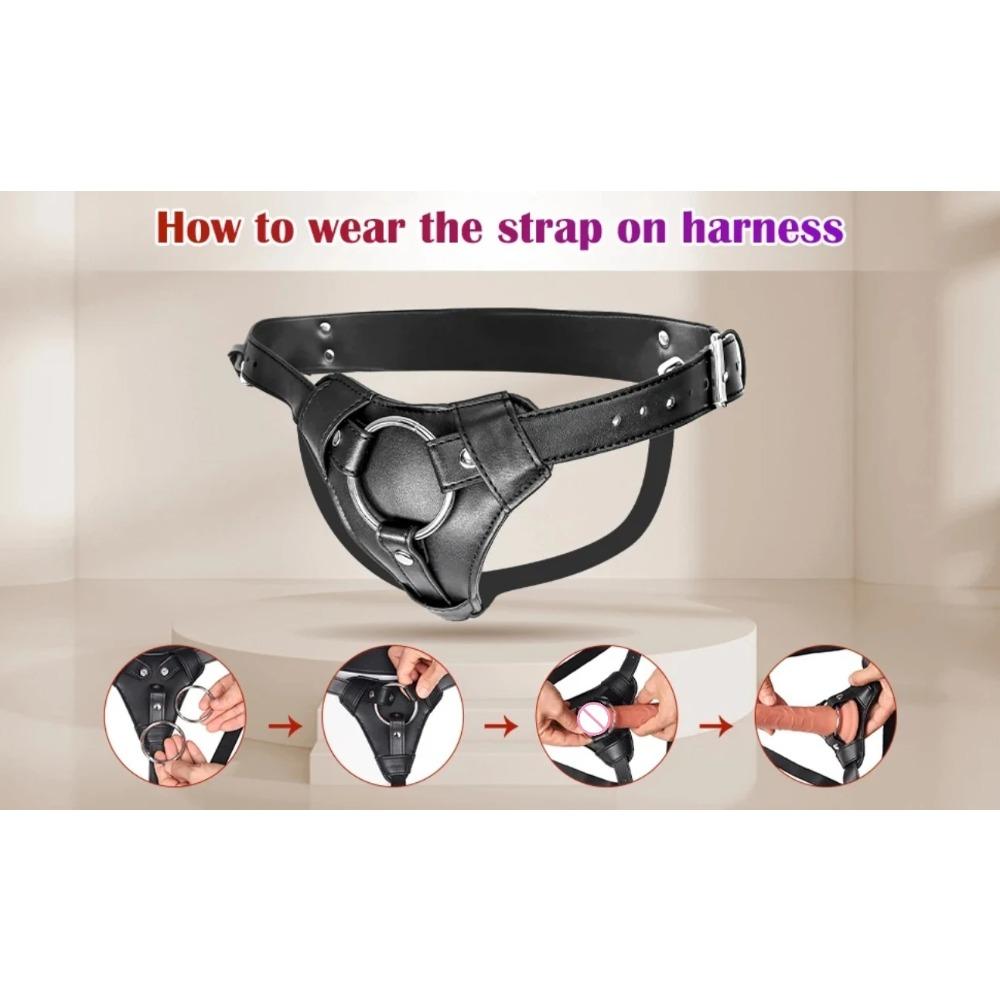 Pantaloni Ham din Piele pentru Femei – Jucărie Dildo Ajustabilă pentru Pătrundere și Joc de Rol (Purtabil și Sigur)