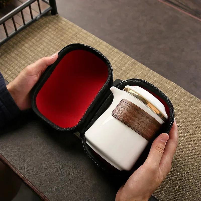 Portable Travel Tea Set Ceramic Tea Set Sharing Cup Teapot Simple Anti-scalding Mutton Fat Jade White Porcelain Kung Fu Tea Set