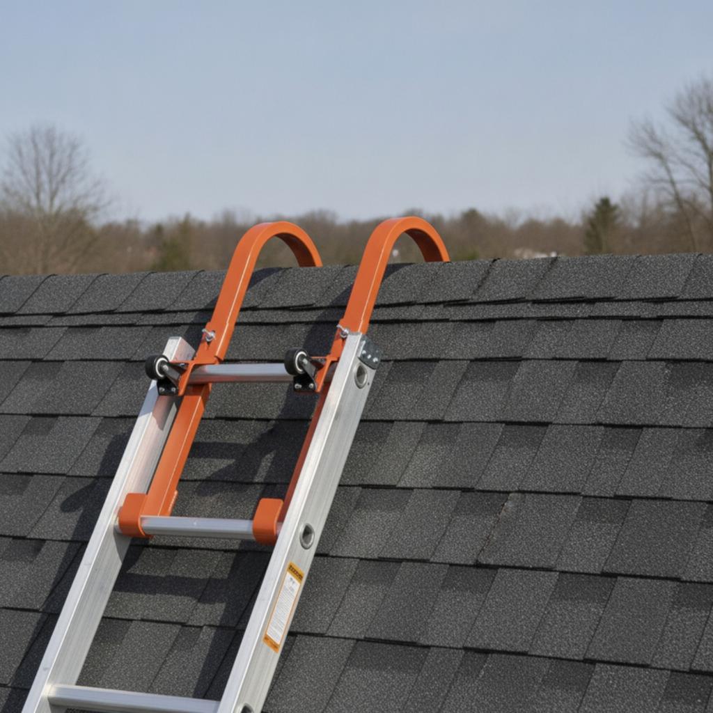 2 Pieces Ladder Stabilizer with Wheel Angled Ladder Stabilizer Hardware Heavy Duty Long-Lasting for Roofers, Construction