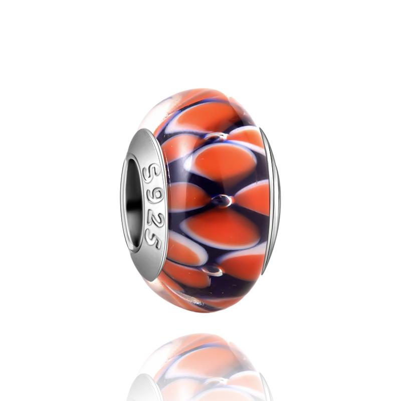 Murano Glas Serie Kupfer Weiß Herzförmiger Anhänger Passend für Armband Damen Exquisite Schmuckaccessoires Geschenke