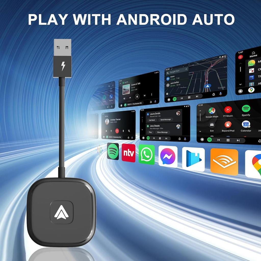 Android Auto Wireless Adapter, Wireless Android Auto Car Adapter for Wired Android Auto Cars Converts Wired to Wireless Easy Setup Plug & Play