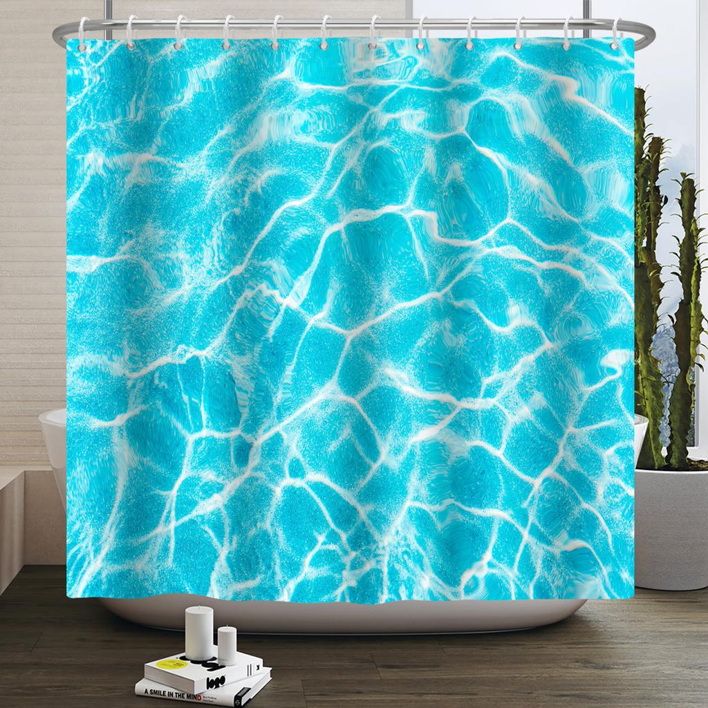 Underwater World Ocean Shower Curtain for Bathroom Seabed Animals Sea Turtle Dolphin Fish Waterproof Bathroom Curtain With Hooks