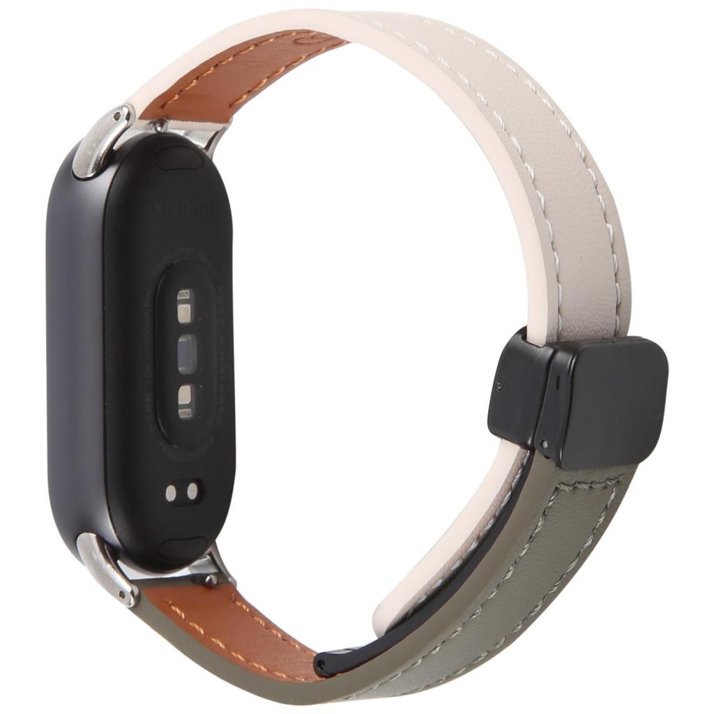 Für Xiaomi Smart Band 9/8 Faltbares Magnetisches Schwarzes Schnallen Mikrofaserleder Uhrenarmband