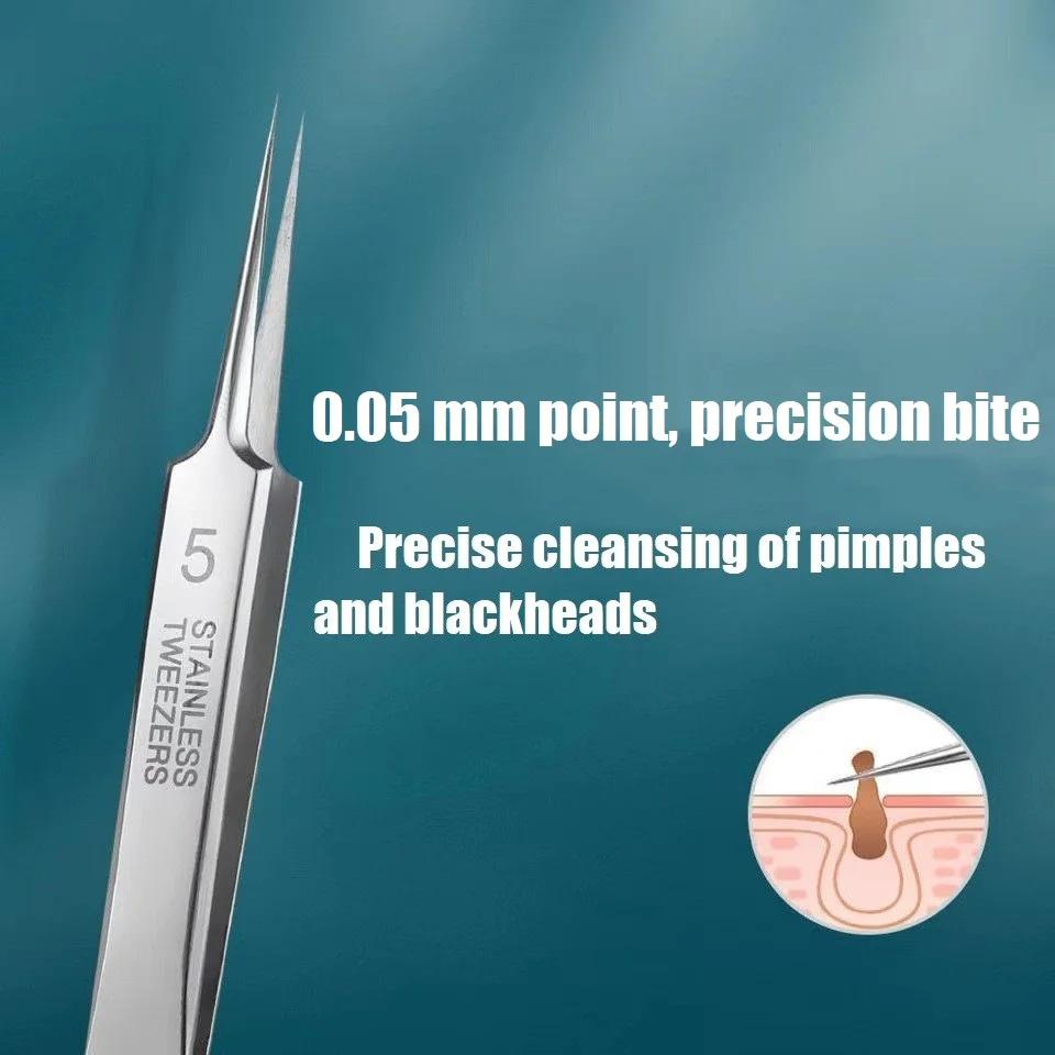 Pro Ultra-fine No. 5 Acne Blackhead Removal Tweezers Acne Pimples Needles Deep Cleaner Clip Beauty Salon Face Skin Care Tool