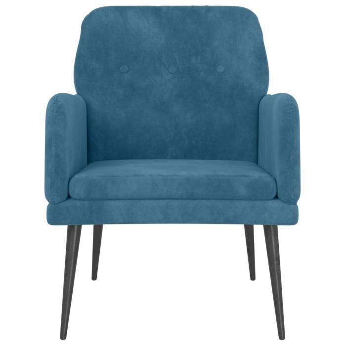 351413 vidaXL Fauteuil Bleu 62x79x79 cm Velours