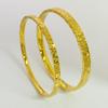 Gold-Plated Brass Bangle with Three-Sided Crushed Ice Design & High Color Retention