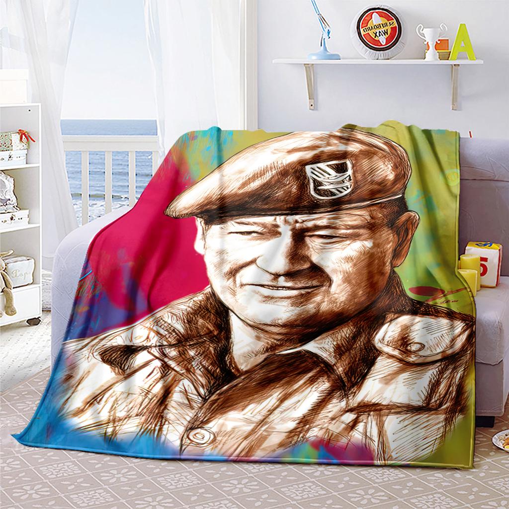 1pc John Wayne's Art Painting Blanket, Al Season Lightweigh Poster Blanket Home Office Outdoor Nap Multifunc Poster Blanketional Blanket