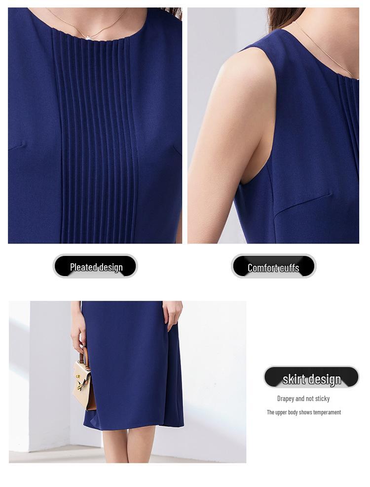 Black Sleeveless Cinched Waist Mid-Length Hepburn Style Dress