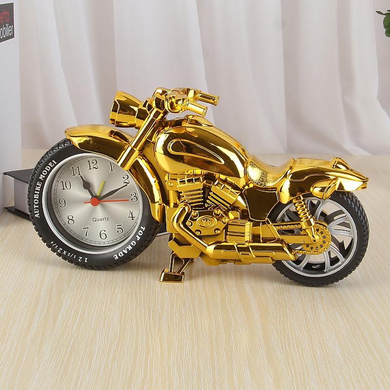 A Large Motorcycle Alarm Clock, Home Decoration Ornament, Children's Bedside Clock, Desktop Decoration