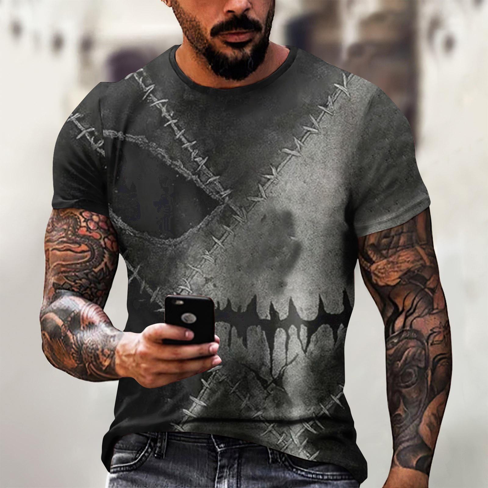 

Футболка на Хэллоуин, мужская, повседневная, с круглым вырезом, с рисунком брызг крови, топы с коротким рукавом и кровавым принтом ужасов L