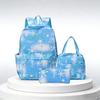 Set Zaino con Stampa Fiocco di Neve Degradé 3 Pezzi, Zaino Scolastico Impermeabile con Borsa Pranzo e Astuccio