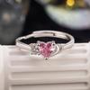 925 Sterling Silver Heart Pink Zircon Crystal Couple Rings For Woman Men Lovers Wedding Engagement Party Gift Charm Jewelry